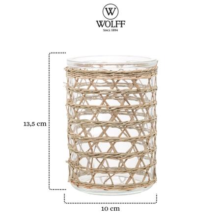 Imagem de Kit Decorativo Com Vaso Pequeno Sisal Com Vela Lamparina 100ml Redonda