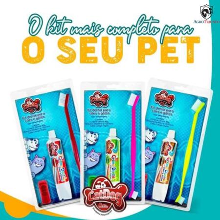 Imagem de Kit Dental Cães Gato Escova Dedeira Pasta TuttiFrutti CatDog - Cat Dog