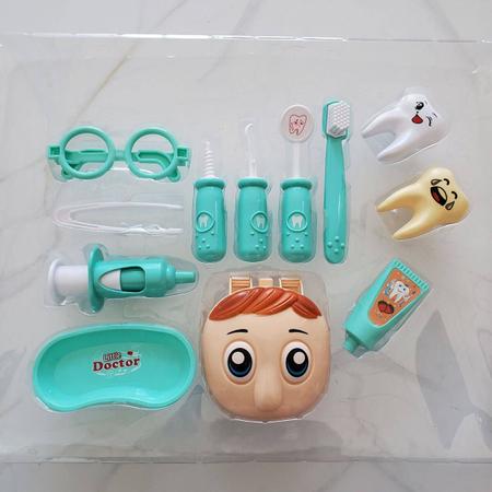 Imagem de Kit Dentista Infantil Educativo Fenix Brinquedo de Criança Dentadura 12 peças Verde Água