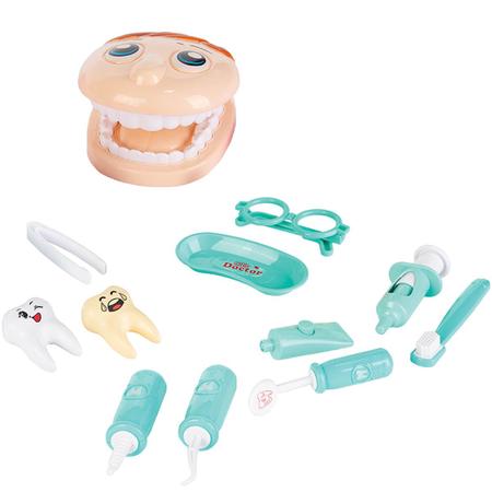 Imagem de Kit Dentista Infantil Educativo Fenix Brinquedo de Criança Dentadura 12 peças Verde Água