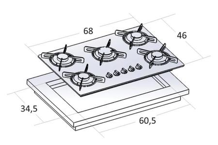 Imagem de Kit Depurador Embutir 60cm Cooktop 5 Bocas Branco Safanelli