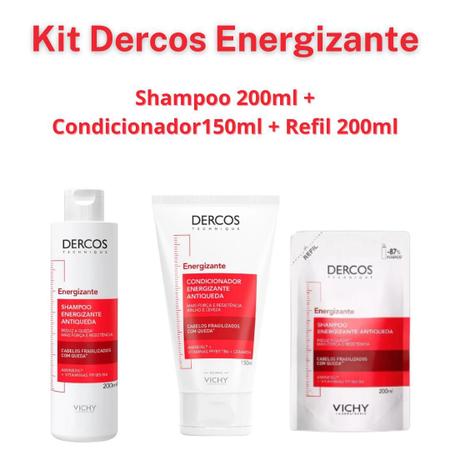 Imagem de Kit Dercos Energizante Shampoo 200ml + Condicionador 150ml + Shampoo Refil 200ml