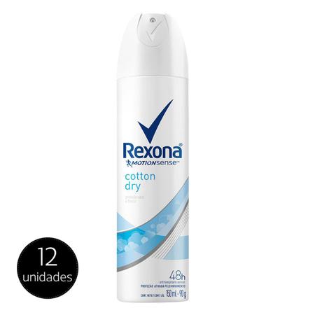 Imagem de Kit Desodorante Rexona Cotton Dry 48 horas Aerosol Feminino 150ml com 12 unidades