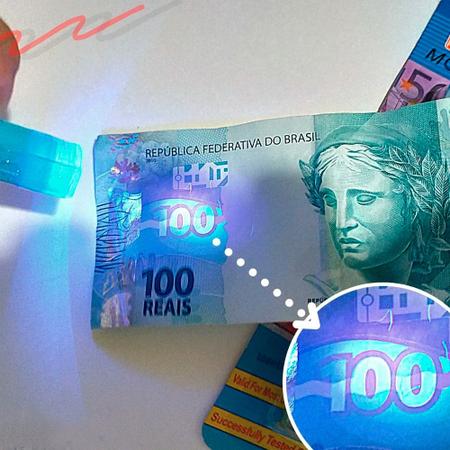 Imagem de kit Detector de Dinheiro Falso Nota Falsa + Caneta Identificadora de Dinheiro falso Luz Negra