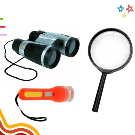 Imagem de Kit Detetive Infantil Binóculo Lupa Lanterna Adventure