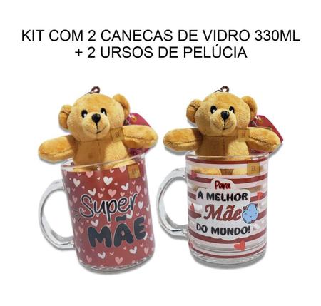 Imagem de Kit Dia das Mães 2 Canecas 330ml + 2 Urso Lembrança Presente