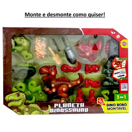 Kit Dino Robô Dinossauro de Montar com Chave 3 em 1 Toyng