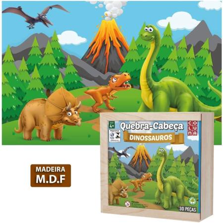 Kit Dino T-Rex Jurassic World + Jogo Quebra Cabeça 30 Peças