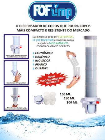 Imagem de Kit dispensador de copo água ez-cup com alavanca + lixeira preto para descarte copos de água