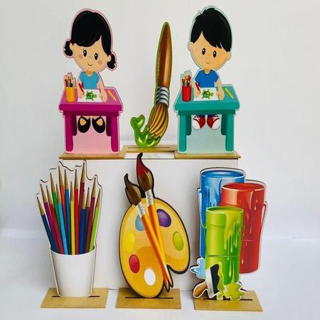 Imagem de Kit Display De Mesa 6 Peças Para Festa Pintando O 7 Mdf