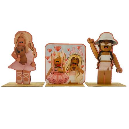 Kit Festa Roblox Menina Girl 5 Quadrinhos + 8 Displays Mdf