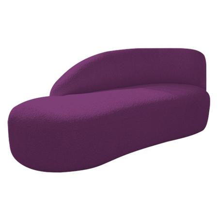 Imagem de Kit Divã Luna 185cm Lado Esquerdo e 01 Poltrona Base de Ferro Dourado Suede Roxo