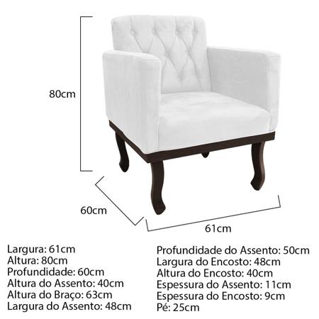 Imagem de Kit Diva Recamier Diana 140cm Lado Esquerdo e 02 Poltronas Classic Corano - Doce Sonho Móveis