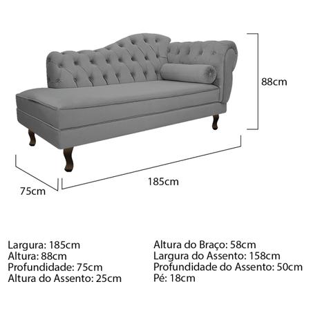 Imagem de Kit Diva Recamier Diana 185cm Lado Esquerdo e 01 Poltrona Classic Suede - ADJ Decor