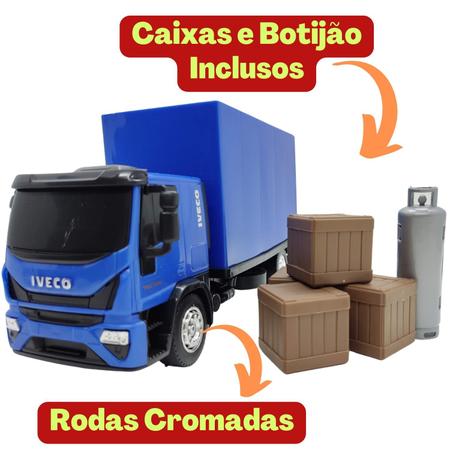 Kit Dois Caminhoes de Brinquedo - 1 Caminhão Baú Com Acessórios +