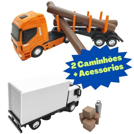 Kit caminhão de brinquedo baú carreta + tora madeira usual brinquedos no  Shoptime