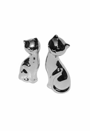 Imagem de Kit Dupla de Gatos Estatua Decorativa de Porcelana 2 Gatos