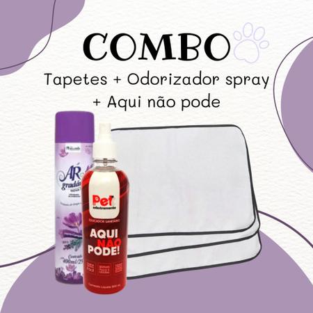 Imagem de Kit Educador Aqui Não Pode Pets 500ml + Odorizador Flores Camp 400ml + 3 Tapetes Higiênicos Pet