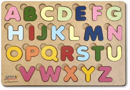 Imagem de Kit Educativo brinquedos e jogos pedagógicos aprendendo alfabeto em madeira