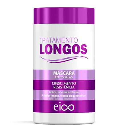 Imagem de Kit Eico Cabelos Longos Shampoo Sem Sal e Condicionador Leave-in 800ml + Máscara Hidratação Força Fortalecimento Crescimento Capilar 1kg