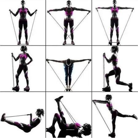 Imagem de Kit Elásticos Extensores 11 Peças Exercícios Musculação