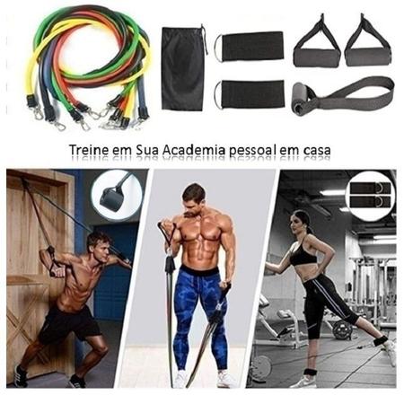 Imagem de Kit Elasticos Tubing Exercícios 11 Peças Pilates Funcional