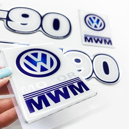 Imagem de Kit Emblemas Adesivo Branco 790 7-90 Caminhao Volkswagen