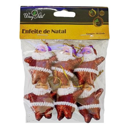 Imagem de Kit Enfeite Natal Wincy 06 Papai Noel Mini 5 Cm Árvore Natal