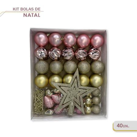 Kit Decoração Rosê Gold para Árvore de Natal 180cm - 01 unidade