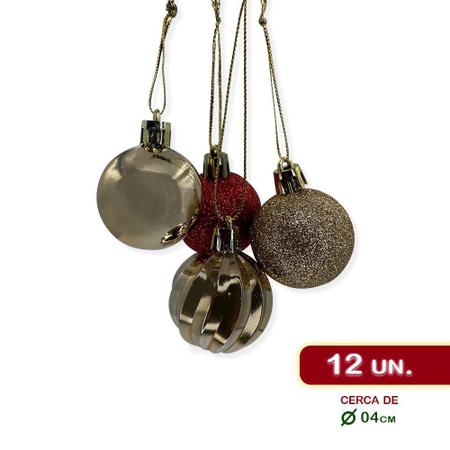 Imagem de Kit Enfeites Natal Bolas Estrela Vermelho/Dourado 40uni