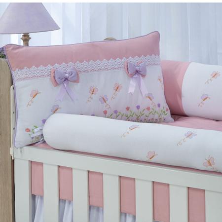 Imagem de Kit enxoval para berço bebê jardim encantado rosê/lilas menina