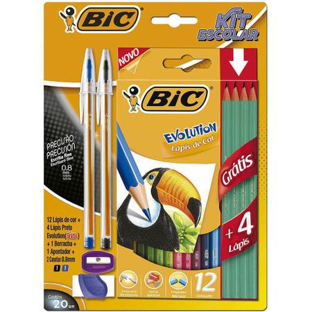 Imagem de Kit Escolar Bic Colorir Dura Mais Com 20 Peças