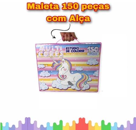 Maleta de Pintura Infantil Estojo 150 Peças Desenhar e Colorir