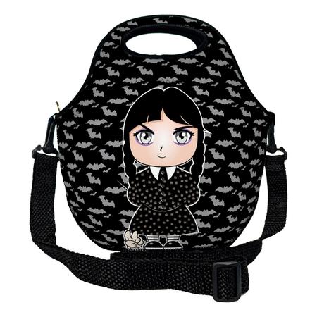 Kit Escolar Infantil Mochila de Costas + Lancheira Térmica + Necessaire Plus + Squeeze de Alumínio ISOPRENE Menina Addams Imagem de Kit Escolar Infantil Mochila de Costas + Lancheira Térmica + Necessaire Plus + Squeeze de Alumínio ISOPRENE Menina Addams