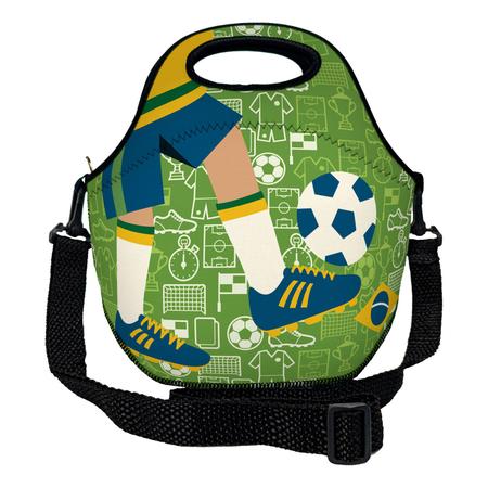 Imagem de Kit Escolar Infantil Mochila de Rodinha + Lancheira Térmica + Necessaire Plus  ISOPRENE  Menino Futebol