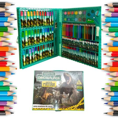 Imagem de Kit Escolar Infantil para Crianças Grampeador Tinta Lápis Canetinha