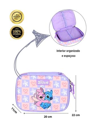 Imagem de Kit Escolar Lilo Stitch Mochila Rodas+Estojo Box 741 - Lilás