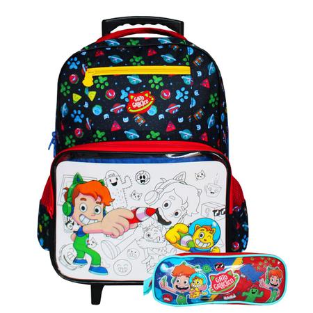 Mochila infantil gato desenhos colorir bolso frontal clio - Mochilas -  Magazine Luiza