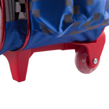 Imagem de Kit Escolar Mochila Infantil com Rodinhas + Lancheira + Estojo Carro Swiss Move Team Wheels 3D Azul