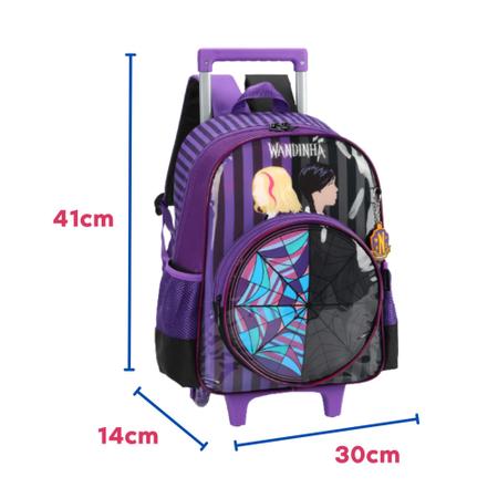 Kit Escolar Mochila Rodinha Com Lancheira Térmica e Estojo Wandinha Original - LUXCEL Imagem de Kit Escolar Mochila Rodinha Com Lancheira Térmica e Estojo Wandinha Original - LUXCEL