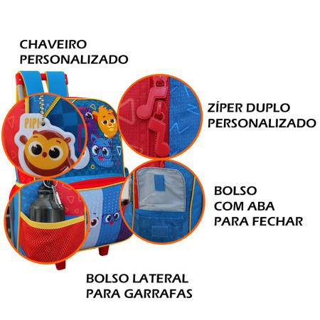 Imagem de Kit Escolar Mochila Rodinhas Infantil E Lancheira Bolofofos