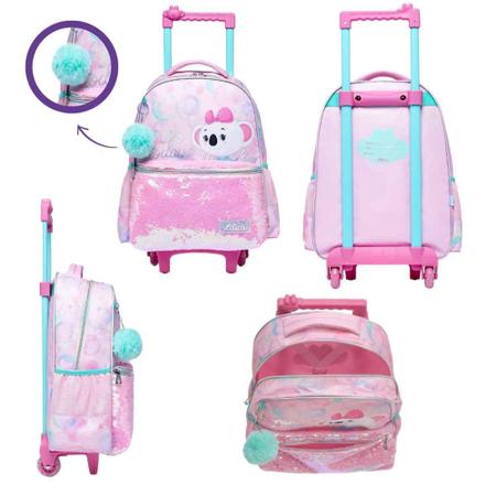 Imagem de Kit Escolar Original Lilica Ripilica - Mochila  Rodinhas + Lancheira + Estojo Duplo + Garrafinha