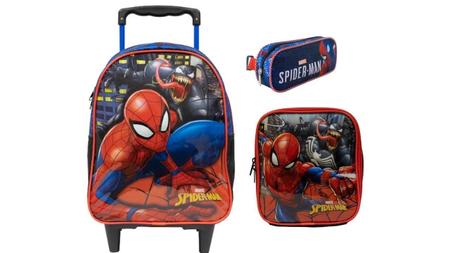 Imagem de Kit Escolar Spider Man Mochila De Rodas + Lancheira + Estojo