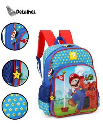 Imagem de Kit Escolar Super Mario Bros Mochila Reforçada + Lancheira A