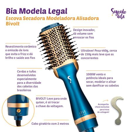 Imagem de Kit Escova Secadora Bia Modela Legal Bivolt + Chapinha/Prancha 2 em 1 Sil Bivolt - Segredo Dela