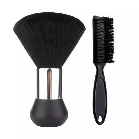 Imagem de Kit Escovinha P/ Barba Profissional + Espanador Pincel Preto