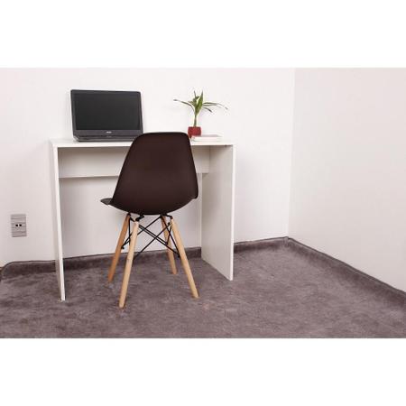 Imagem de Kit Escrivaninha 90cm Branca + 01 Cadeira Charles Eames - Marrom