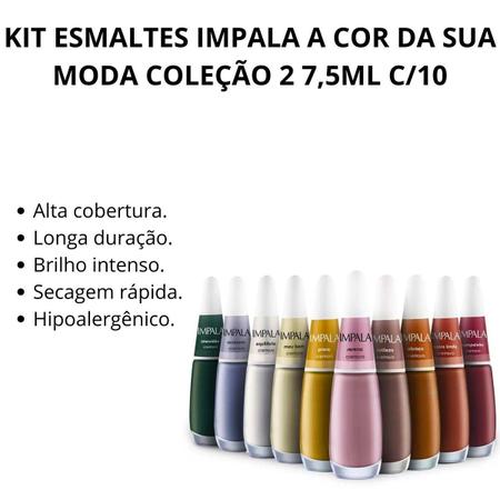 Imagem de Kit Esmaltes Impala A Cor da Sua Moda Coleção 2 7,5ml C/10