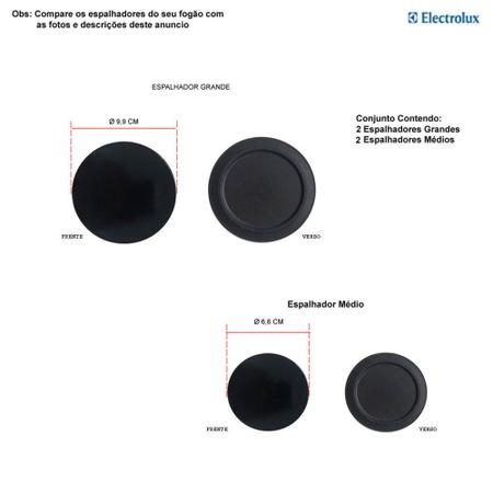 Imagem de Kit espalhadores p/ fogões electrolux 4 bocas 52 lpv