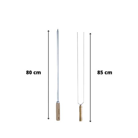 Imagem de Kit Espetos Churrasco Duplo E Simples cabo madeira